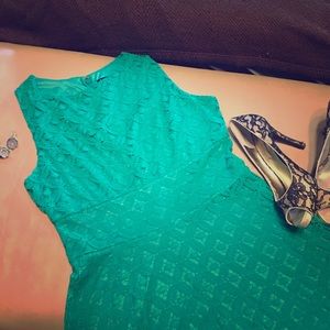 Tiana B Crochet Overlay A-Line Dress Green Size 12